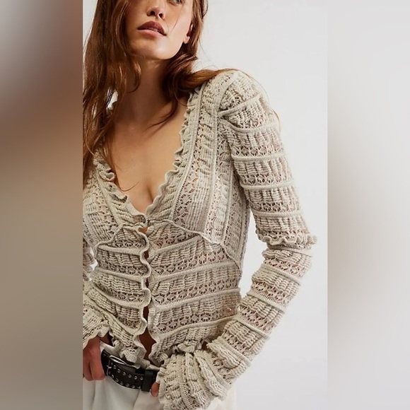 Free People Sweaters - Free People Wild Roses Cardi in Grey Size XS NWT